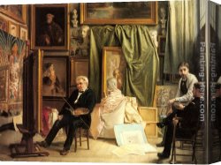 Painter in His Studio Canvas Paintings - The Artist's Studio by Victor Mottez