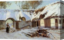 Feeding The Goldfish Canvas Paintings - Feeding the Chickens by Viggo Christian Frederick Pedersen
