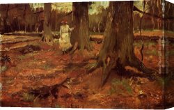 A Hunter at Rest in The Woods Canvas Paintings - A Girl in White in the Woods by Vincent van Gogh