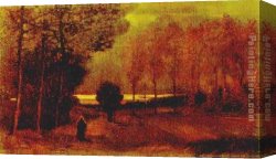 Autumn Landscape Canvas Paintings - Autumn landscape at dusk by Vincent van Gogh