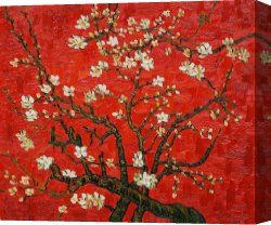 Untitled Green Red on Orange 1951 Canvas Paintings - Branches of an almond tree in Blossom in Red by Vincent van Gogh