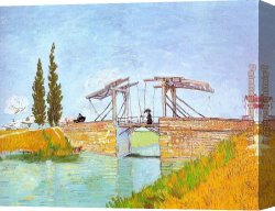 The Lady of Shalott Canvas Paintings - Drawbridge with a Lady with a Parasol by Vincent van Gogh