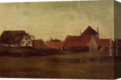 Twilight Canvas Paintings - Farmhouses in Loosduinen near the Hague at Twilight by Vincent van Gogh