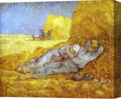 Millet Canvas Paintings - Noon Rest After Millet by Vincent van Gogh