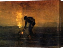Peasants Canvas Paintings - Peasant Burning Weeds by Vincent van Gogh