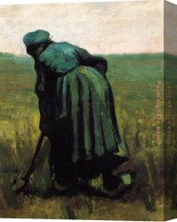 Peasants Canvas Paintings - Peasant Woman Digging by Vincent van Gogh