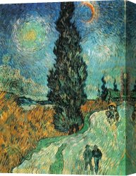 Under The Stars Canvas Paintings - Road with Cypress and Star by Vincent van Gogh