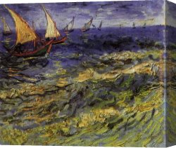 Marie Canvas Paintings - Seascape at Saintes Maries 2 by Vincent van Gogh