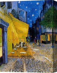 Cafe Concert Singer Canvas Paintings - The Cafe Terrace by Vincent van Gogh