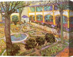 The Bedroom at Arles Canvas Paintings - The Courtyard of the Hospital in Arles by Vincent van Gogh