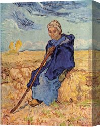 A Shepherdess with Her Flock Canvas Paintings - The shepherdess by Vincent van Gogh