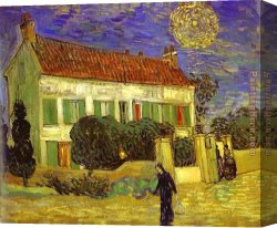 The Night Patrol at Smyrna Canvas Paintings - The White House at Night La maison blanche au nuit by Vincent van Gogh