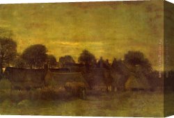 De Tonty Suing for Peace in The Iroquois Village in January 1680 Canvas Paintings - Village at Sunset by Vincent van Gogh