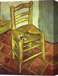 Boy Lighting a Pipe Canvas Paintings - Vincent's Chair with His Pipe by Vincent van Gogh