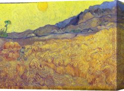 Reaper Canvas Paintings - Wheat Fields with Reaper at Sunrise by Vincent van Gogh