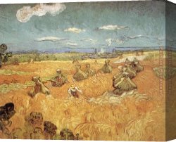 Reaper Canvas Paintings - Wheat Stacks with Reaper by Vincent van Gogh