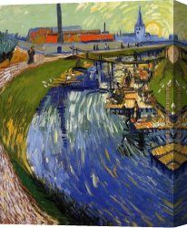 Woman Canvas Paintings - Women Washing on a Canal by Vincent van Gogh