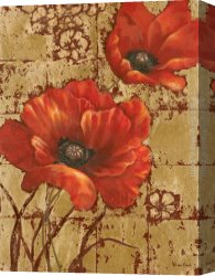 Poppies 1886 Canvas Paintings - Poppies on Gold I by Vivian Flasch