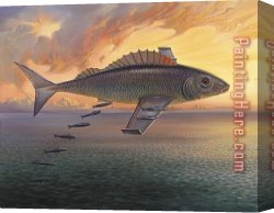 Flying Canvas Paintings - Flying Fish by Vladimir Kush
