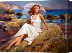 Vladimir Canvas Paintings - By the Seaside by Vladimir Volegov