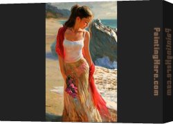 Vladimir Canvas Paintings - girl with bougainvillea by Vladimir Volegov