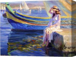Vladimir Canvas Paintings - Malta Waterfront by Vladimir Volegov