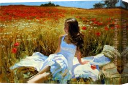 Poppies 1886 Canvas Paintings - Picnic amongst the Poppies by Vladimir Volegov