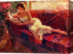 Vladimir Canvas Paintings - The Red Couch by Vladimir Volegov