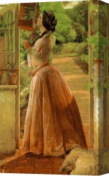 Deverell Canvas Paintings - A Pet by Walter Howell Deverell