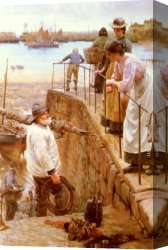 Walter Canvas Paintings - Between The Tides by Walter Langley