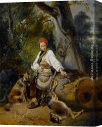 A Hunter at Rest in The Woods Canvas Paintings - A Hunter at Rest in the Woods by Wijnandus Johannes Josephus Nuyen
