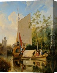 Nuyen Canvas Paintings - The Boating Party by Wijnandus Johannes Josephus Nuyen