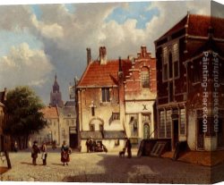 Square Canvas Paintings - Town Square by Willem Koekkoek