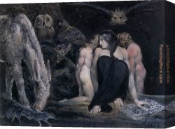 William Trost Richards Canvas Paintings - Hecate or the Three Fates by William Blake