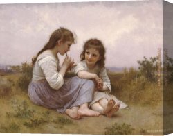Childhood Sweethearts Canvas Paintings - A Childhood Idyll by William Bouguereau
