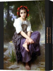 Bouguereau Canvas Paintings - At the Edge of the Brook by William Bouguereau