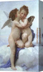 William Trost Richards Canvas Paintings - Cupid and Psyche as Children by William Bouguereau