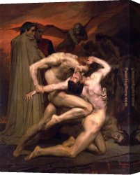 William Trost Richards Canvas Paintings - Dante and Virgil in Hell by William Bouguereau