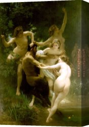 William Trost Richards Canvas Paintings - Nymphs and Satyr. by William Bouguereau