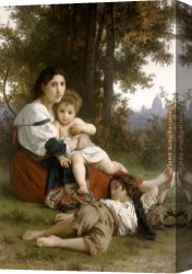 A Hunter at Rest in The Woods Canvas Paintings - Rest by William Bouguereau