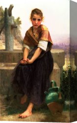 William Canvas Paintings - The Broken Pitcher by William Bouguereau