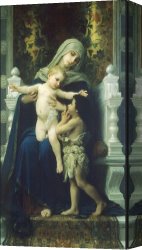 Virgin of The Rocks Canvas Paintings - The Virgin Baby Jesus and Saint John the Baptist by William Bouguereau