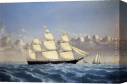 Golden Harvest Canvas Paintings - Clipper Ship 'Golden West' of Boston, Outward Bound by William Bradford