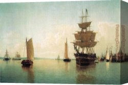 East Bergholt Rectory Canvas Paintings - East River Off Lower Manhattan by William Bradford