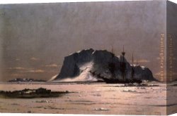 Square Canvas Paintings - Freeing a Square Rigger by William Bradford