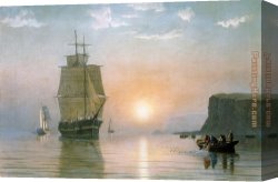 Grand Canvas Paintings - Sunrise off Grand Manan by William Bradford