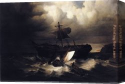 Coast Canvas Paintings - The Wreck of an Emigrant Ship on the Coast of New England by William Bradford