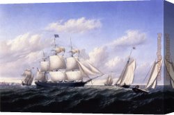 Head Canvas Paintings - Whaleship 'Speedwell' of Fairhaven, Outward Bound off Gay Head by William Bradford