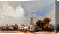Rhone Canvas Paintings - Aix, Bouche Du Rhone by William Callow