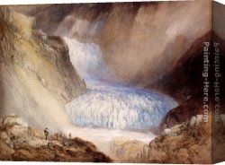 Rhone Canvas Paintings - Glacier Du Rhone And The Garlingstock, Pass Of The Furca, Switzerland by William Callow